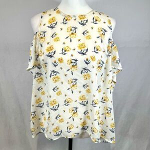 Jolt white and yellow cold shoulder floral top size XL